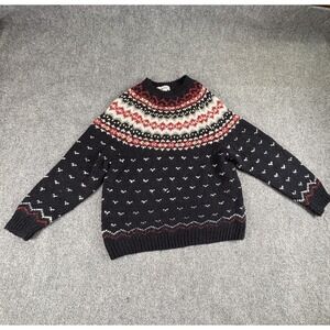 Vintage 90s Ce Concepts Sweater Women's L Black Red Fair Isle Nordic Ski Chunky